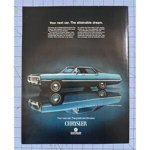 1969 Print Ad Chrysler Newport Custom 4-Door Hardtop Car with Black Vinyl Top